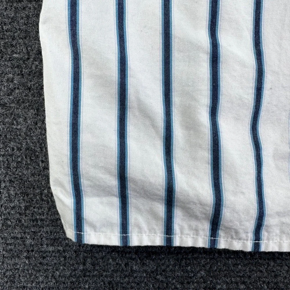 Banana Republic‎ Mens Large Short Sleeve Button Down Striped Utility Shirt White